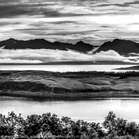 Buy canvas prints of Cumbrae and Arran From Largs (monochrome) by Tylie Duff Photo Art
