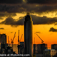 Buy canvas prints of Fiery Sunset Over London Skyline by Tylie Duff Photo Art
