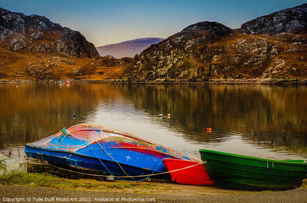 Boats At Daibaig In The Torridon Mountains Picture Board by Tylie Duff Photo Art