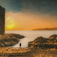 Buy canvas prints of Boy In Silhouette In Portencross Sunset by Tylie Duff Photo Art