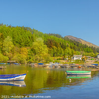 Buy canvas prints of Boats At Anchor At Balmaha On Loch Lomond by Tylie Duff Photo Art
