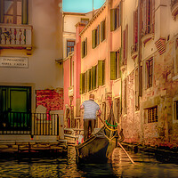Buy canvas prints of Venetian Gondolier by Tylie Duff Photo Art