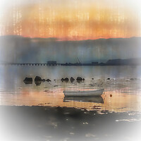 Buy canvas prints of Dinghy In The Sunset At Fairlie On The Clyde by Tylie Duff Photo Art