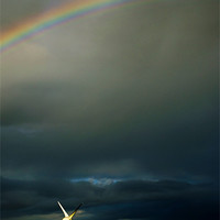 Buy canvas prints of Wind Turbine & Rainbow by Philip Teale