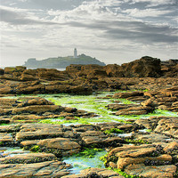 Buy canvas prints of Godrevy Rocks and Lighthouse, St Ives Bay by Brian Pierce