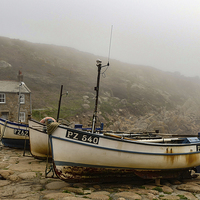 Buy canvas prints of  A Foggy Day at Penberth Cove, West Cornwall by Brian Pierce