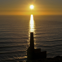 Buy canvas prints of  Sunset at Towanroath Engine House, Wheal Coates,  by Brian Pierce