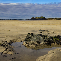 Buy canvas prints of  Godrevy Lighthouse Gwithian Beach, St Ives Bay by Brian Pierce