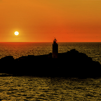 Buy canvas prints of  Sunset at Godrevy Lighthouse, Cornwall by Brian Pierce