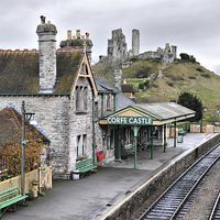 Buy canvas prints of Corfe Castle Railway Station, Dorset by Brian Pierce