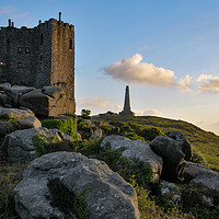 Buy canvas prints of Carn Brea Castle and the Basset Monument, Cornwall by Brian Pierce