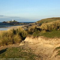 Buy canvas prints of Godrevy Lighthouse and Sand Dunes by Brian Pierce