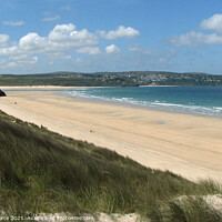 Buy canvas prints of Hayle Beach with Carbis Bay in the Distance by Brian Pierce