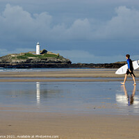 Buy canvas prints of Surfer at Godrevy by Brian Pierce