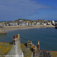 Buy canvas prints of St Ives Rooftops and Harbour, Cornwall by Brian Pierce