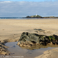 Buy canvas prints of Hayle Gwithian beach and Godrevy Lighthouse by Brian Pierce