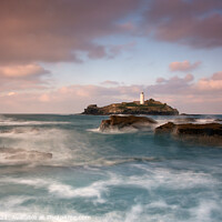 Buy canvas prints of Godrevy Lighthouse, Cornwall at Sundown by Brian Pierce