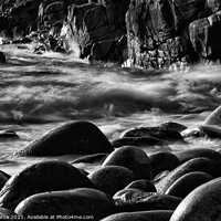 Buy canvas prints of Rocks on the beach at Poerth Navern, Cornwall  (Mo by Brian Pierce