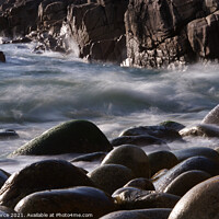 Buy canvas prints of Rocks on the beach at Poerth Navern, Cornwall by Brian Pierce