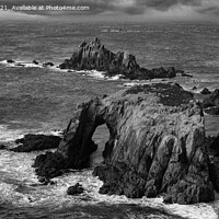 Buy canvas prints of Lands End, Cornwall (Monochrome) by Brian Pierce