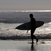 Buy canvas prints of Surfer, Hayle Beach, Cornwall by Brian Pierce