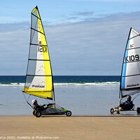 Buy canvas prints of Sand Yachts on Gwithian Beach, Hayle, Cornwall  by Brian Pierce
