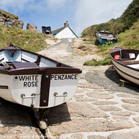 Buy canvas prints of Boats on the slipway at Porthgwarra, Cornwall  by Brian Pierce