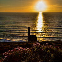 Buy canvas prints of Sunset over Towanroath Engine House, Wheal Coates, by Brian Pierce