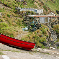 Buy canvas prints of Red Boat at Priest's Cove, Cornwall  by Brian Pierce