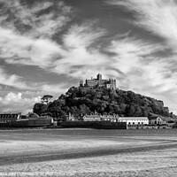Buy canvas prints of St Michael's Mount, Cornwall  (Monochrome)  by Brian Pierce