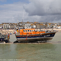 Buy canvas prints of Launching the St Ives Lifeboat, Cornwall  by Brian Pierce