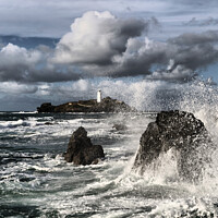 Buy canvas prints of Rough Seas at Godrevy Lighthouse by Brian Pierce