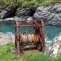 Buy canvas prints of The Old Boat Winch, Prussia Cove,, Cornwall  by Brian Pierce