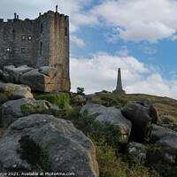 Buy canvas prints of Carn Brea Castle and the Basset Monument. Redruth, by Brian Pierce