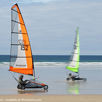 Buy canvas prints of Sand Yachts on Hayle Beach, St Ives Bay, Cornwall by Brian Pierce
