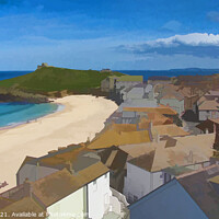 Buy canvas prints of Porthmeor Beach and the Island, St Ives (Pen + Wat by Brian Pierce