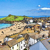 Buy canvas prints of Porthmeor Beach and the Island, St Ives (Pen + Wat by Brian Pierce