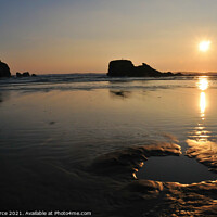 Buy canvas prints of Sunset at Perranporth, Cornwall by Brian Pierce