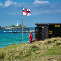 Buy canvas prints of RNLI Lifeguards keep an eye on bathers at Gwithian by Brian Pierce