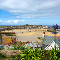 Buy canvas prints of View over the rooftops to St Ives Harbour by Brian Pierce