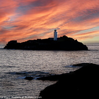 Buy canvas prints of Sunset at Godrevy Lighthouse, St Ives Bay, Cornwal by Brian Pierce