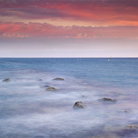 Buy canvas prints of Pink sunset at the mediterranean by Guido Montañes