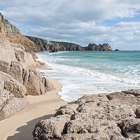 Buy canvas prints of Magnificent Porthcurno Beach by Graham Custance