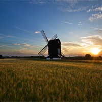 Buy canvas prints of Windmill Sunset by Graham Custance