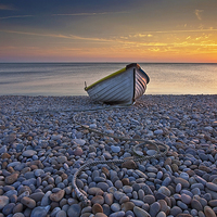 Buy canvas prints of Chesil Beach Sunset by Graham Custance