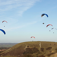 Buy canvas prints of Paragliding at Dunstable Downs by Graham Custance