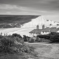 Buy canvas prints of Seven Sisters & Fishermans Cottages by Graham Custance