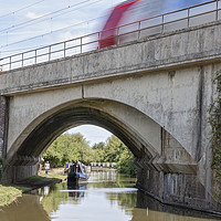 Buy canvas prints of Train crossing canal by Graham Custance