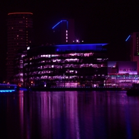 Buy canvas prints of Media City in Purple by Darren Whitehead