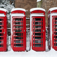 Buy canvas prints of Phone boxes in the snow by Stephen  Hewett